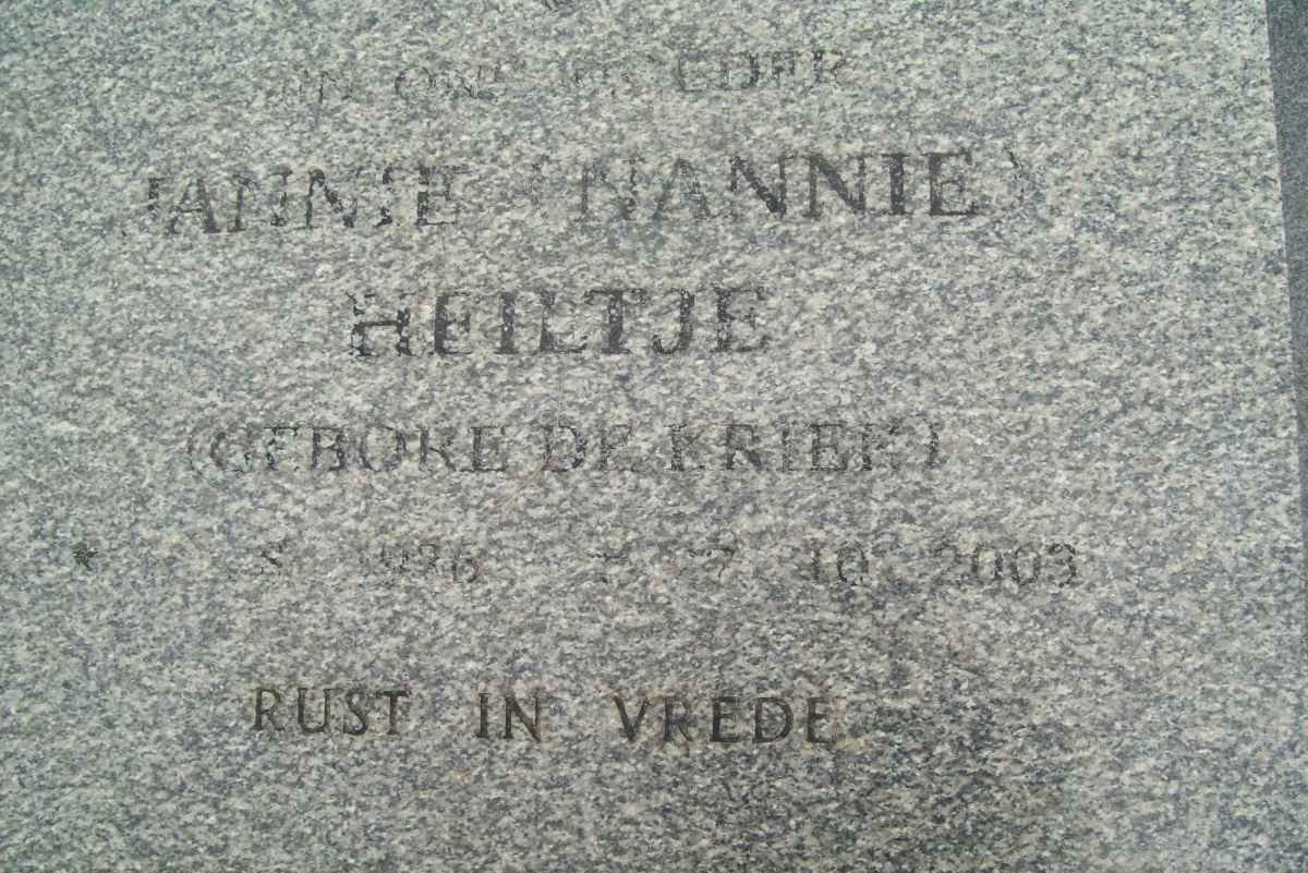 HABETS Mathieu Gerardus Alphons Marie 1932-1986 &amp; Jannie Heiltje DE KRIEK 19??-2003