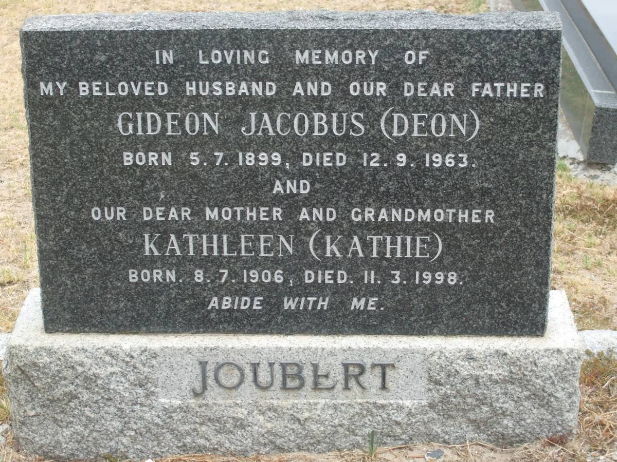 JOUBERT Gideon Jacobus 1899-1963 &amp; Kathleen 1906-1998