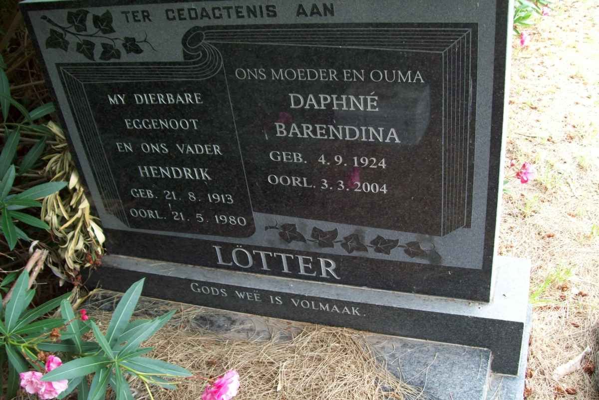 LÖTTER Hendrik 1913-1980 &amp; Daphné Barendina 1924-2004