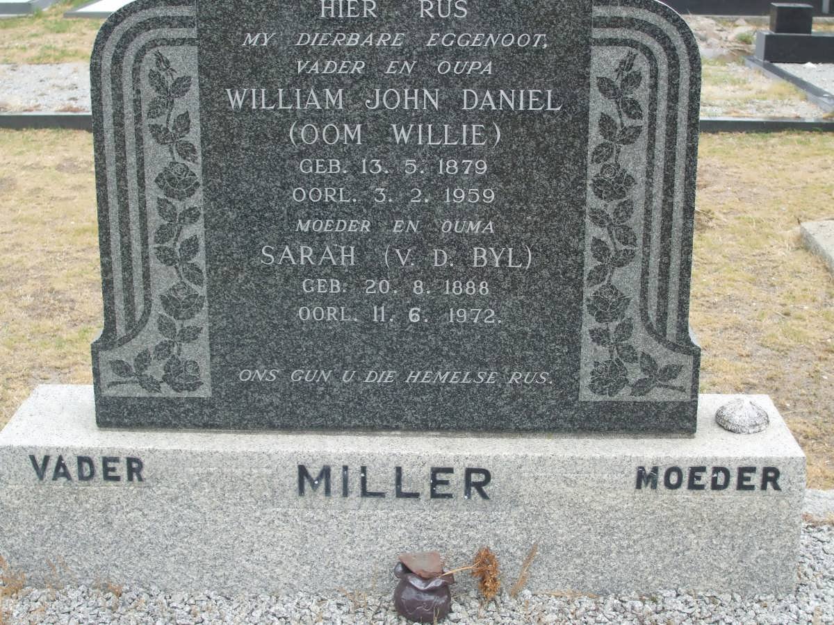 MILLER William John Daniel 1879-1959 &amp; Sarah V.D. BYL 1888-1972