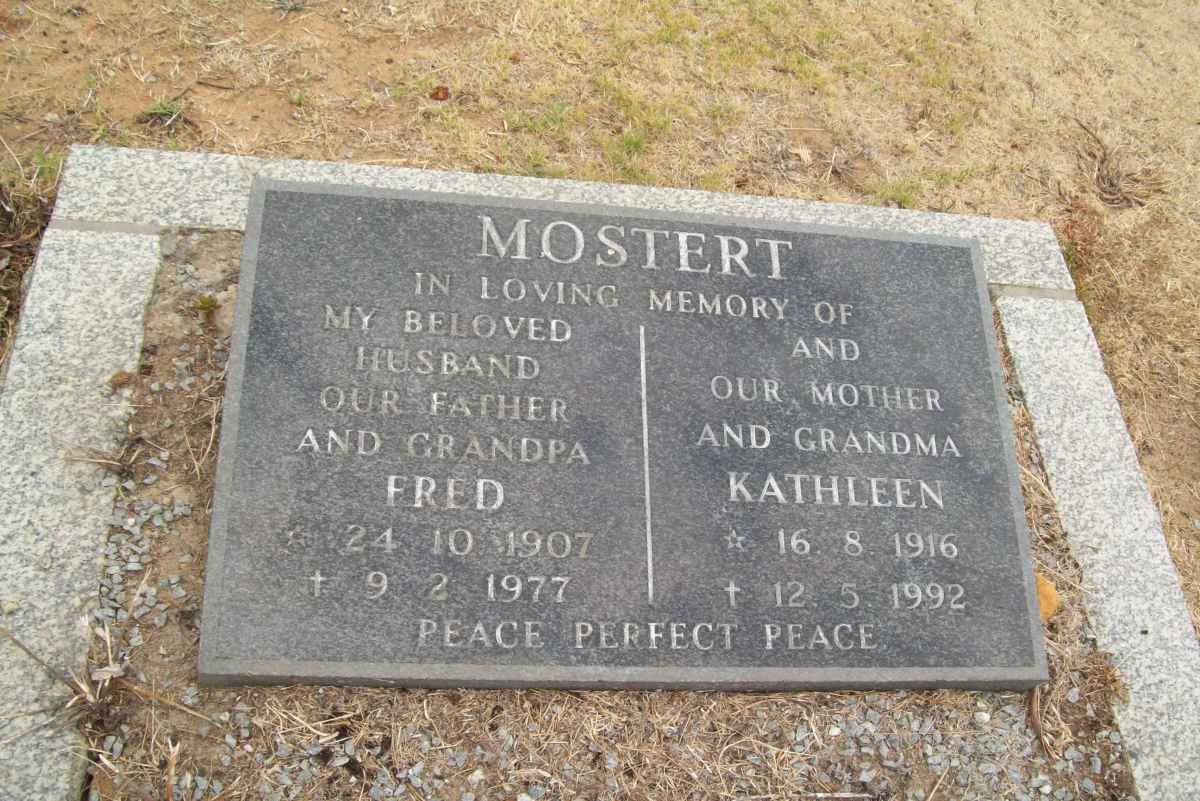 MOSTERT Fred 1907-1977 &amp; Kathleen 1916-1992
