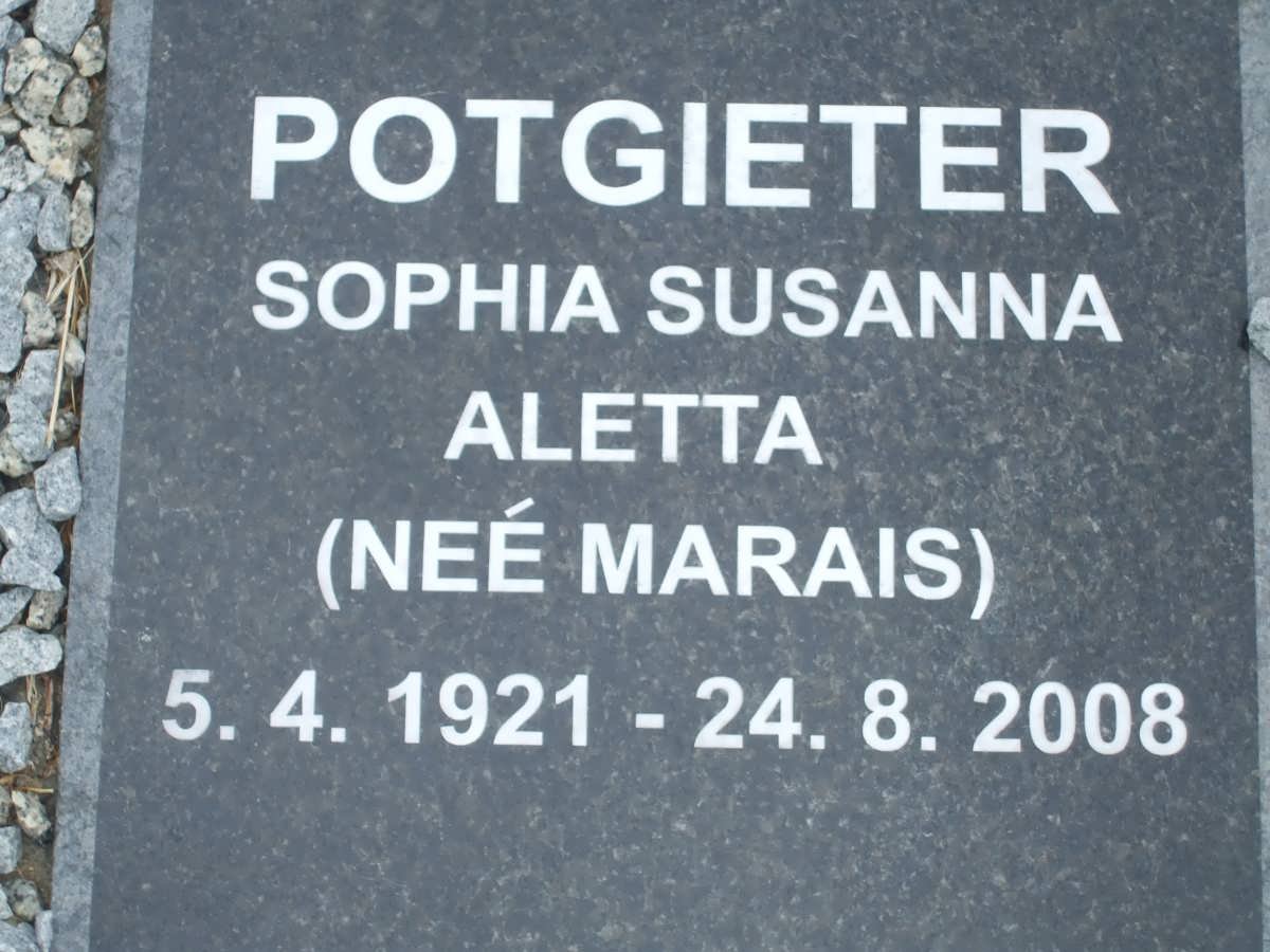 POTGIETER Sophia Susanna Aletta nee MARAIS 1921