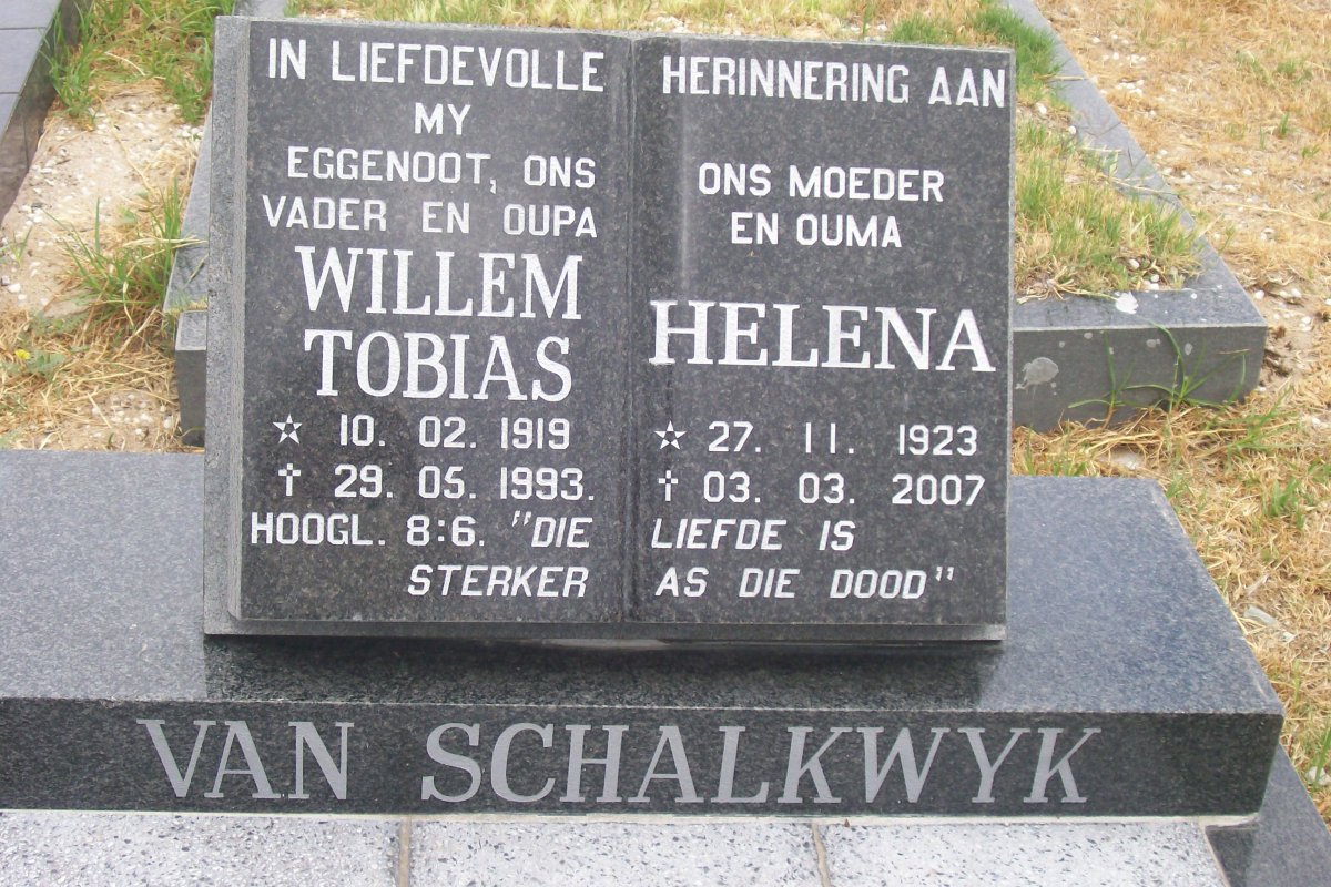 SCHALKWYK Willem Tobias, van 1919-1993 &amp; Helena 1923-2007