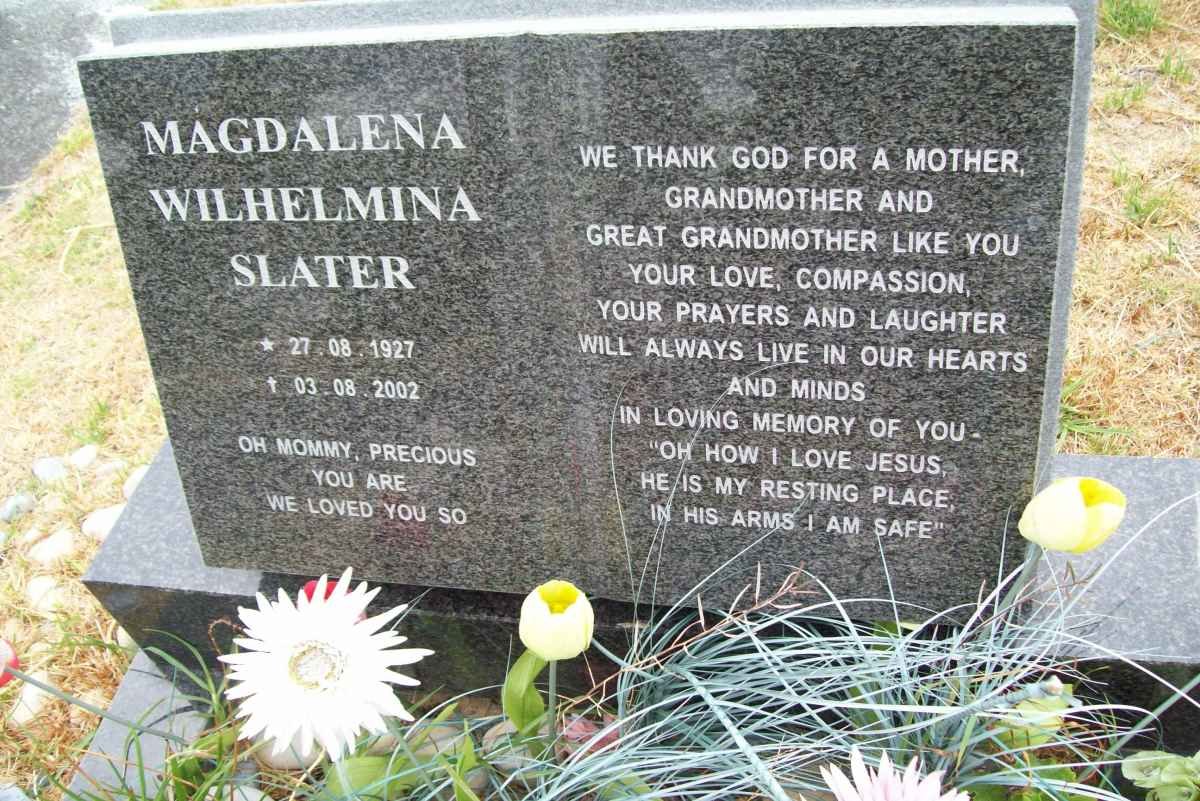 SLATER Magdalena Wilhelmina 1927-2002