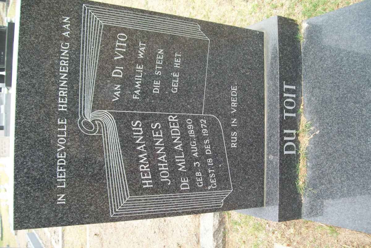 TOIT Hermanus Johannes de Milander, du 1890-1972