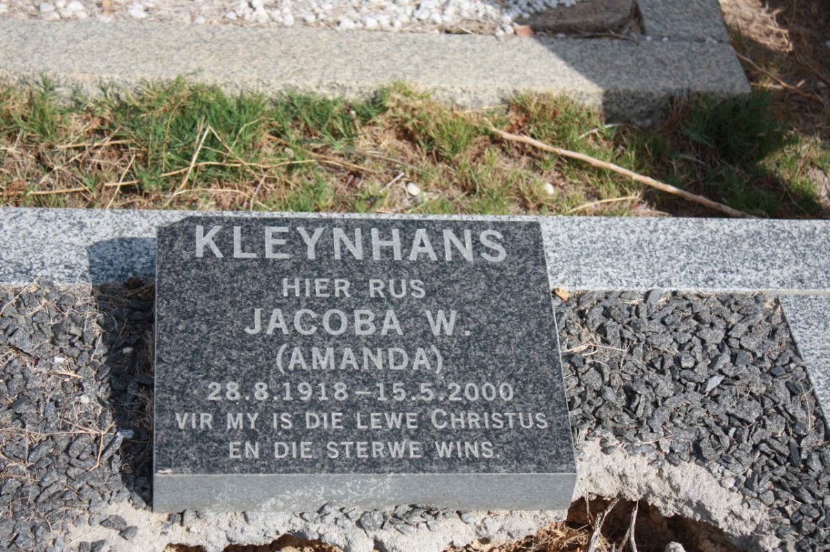 KLEYNHANS Jacoba W. 1918-2000