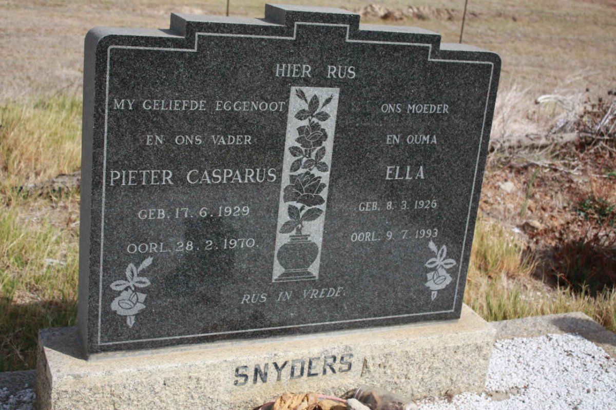 SNYDERS Pieter Casparus 1929-1970 &amp; Ella 1925-1993
