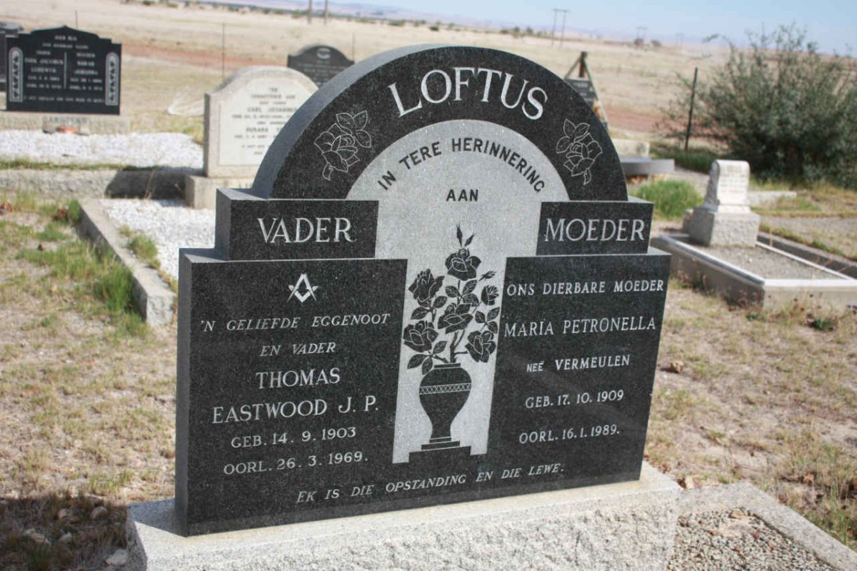 LOFTUS Thomas Eastwood J.P. 1903-1969 &amp; Maria Petronella VERMEULEN 1909-1989