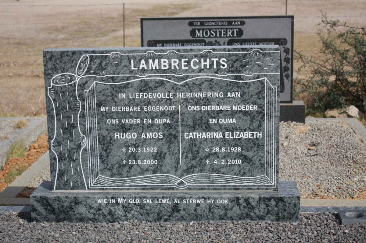 LAMPRECHTS Hugo Amos 1922-2000 &amp; Catharina Elizabeth 1928-2010