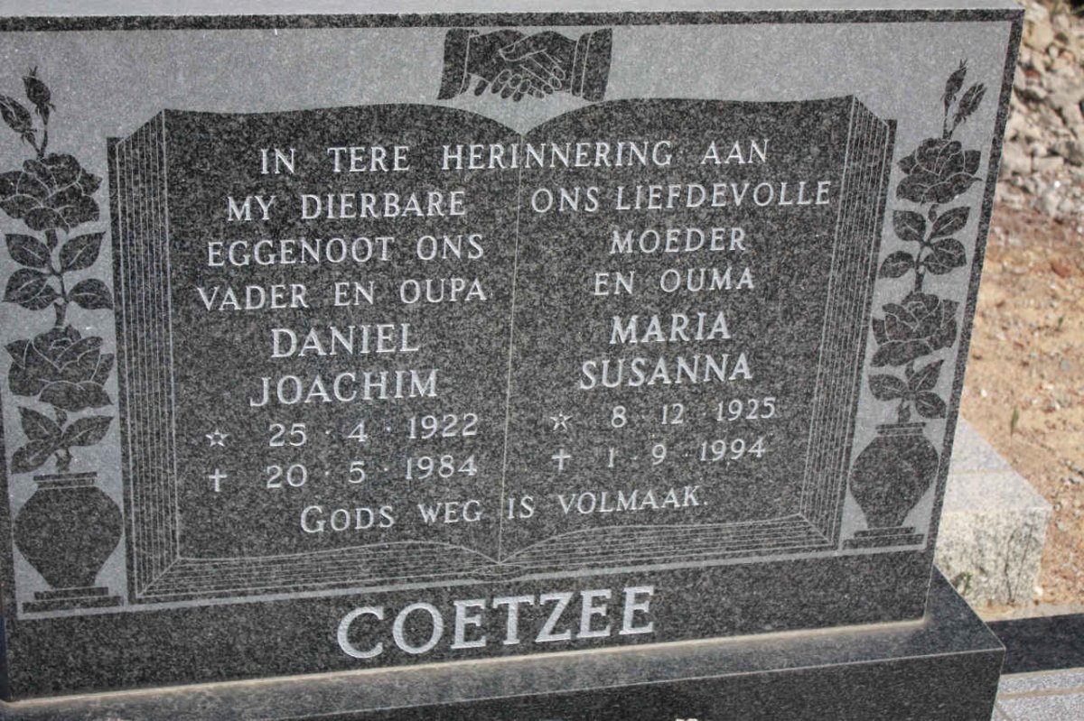 COETZEE Daniel Joachim 1922-1984 &amp; Maria Susanna 1925-1994