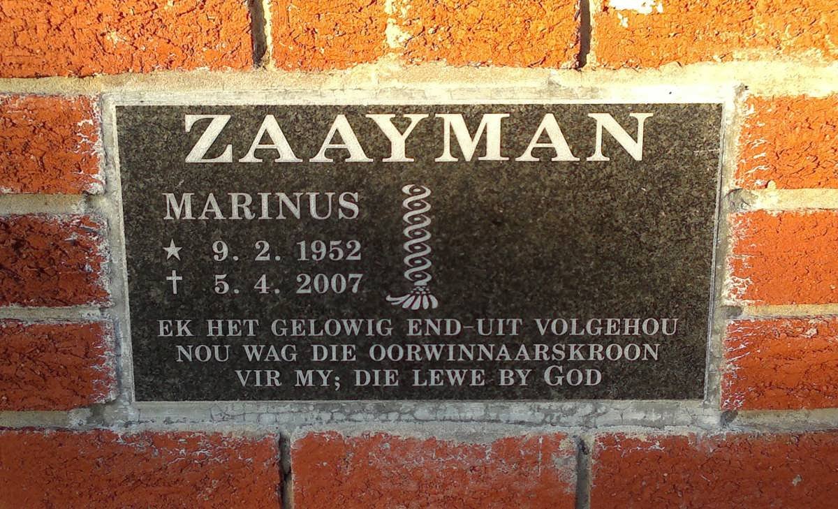 ZAAYMAN Marinus 1952-2007