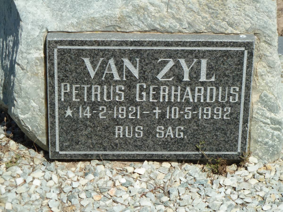 ZYL Petrus Gerhardus, van 1921-1992