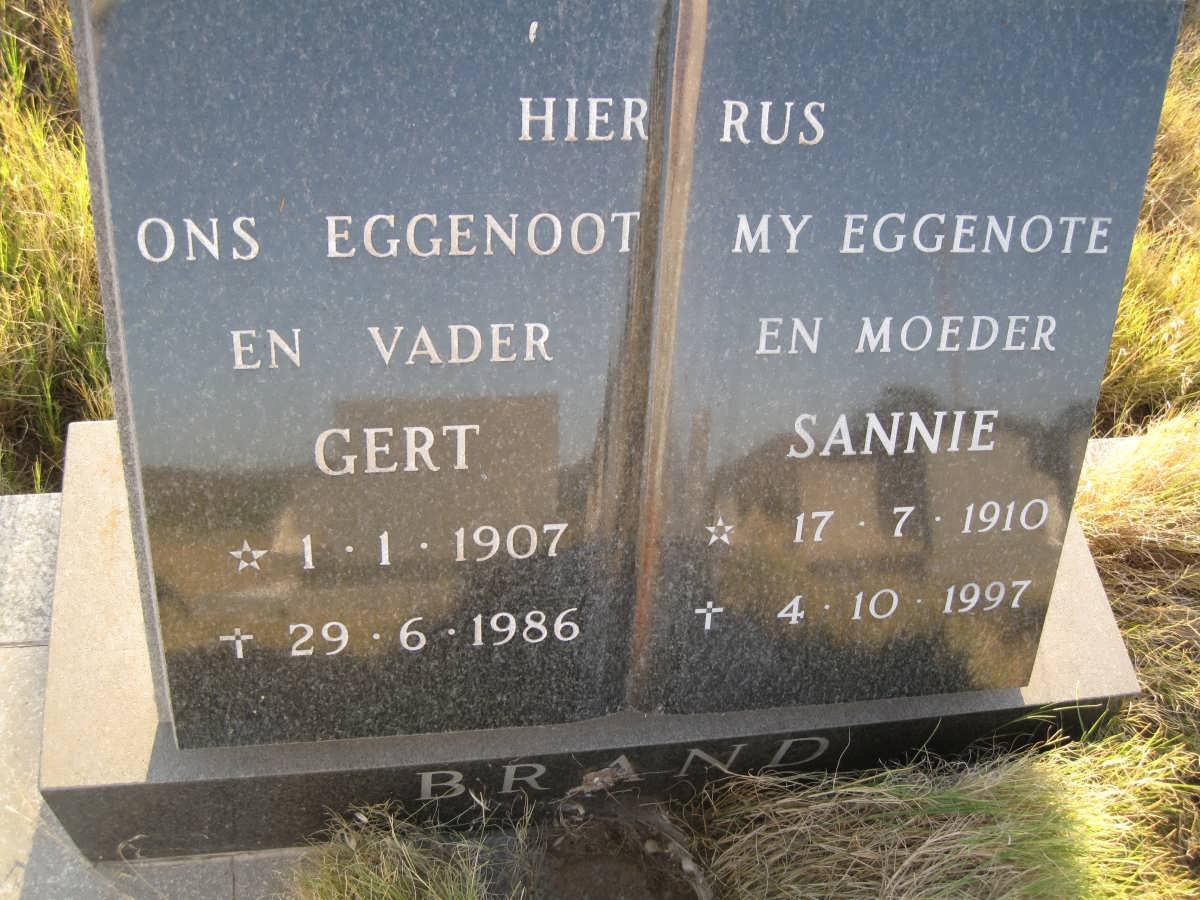 BRAND Gert 1907-1986 &amp; Sannie 1910-1997