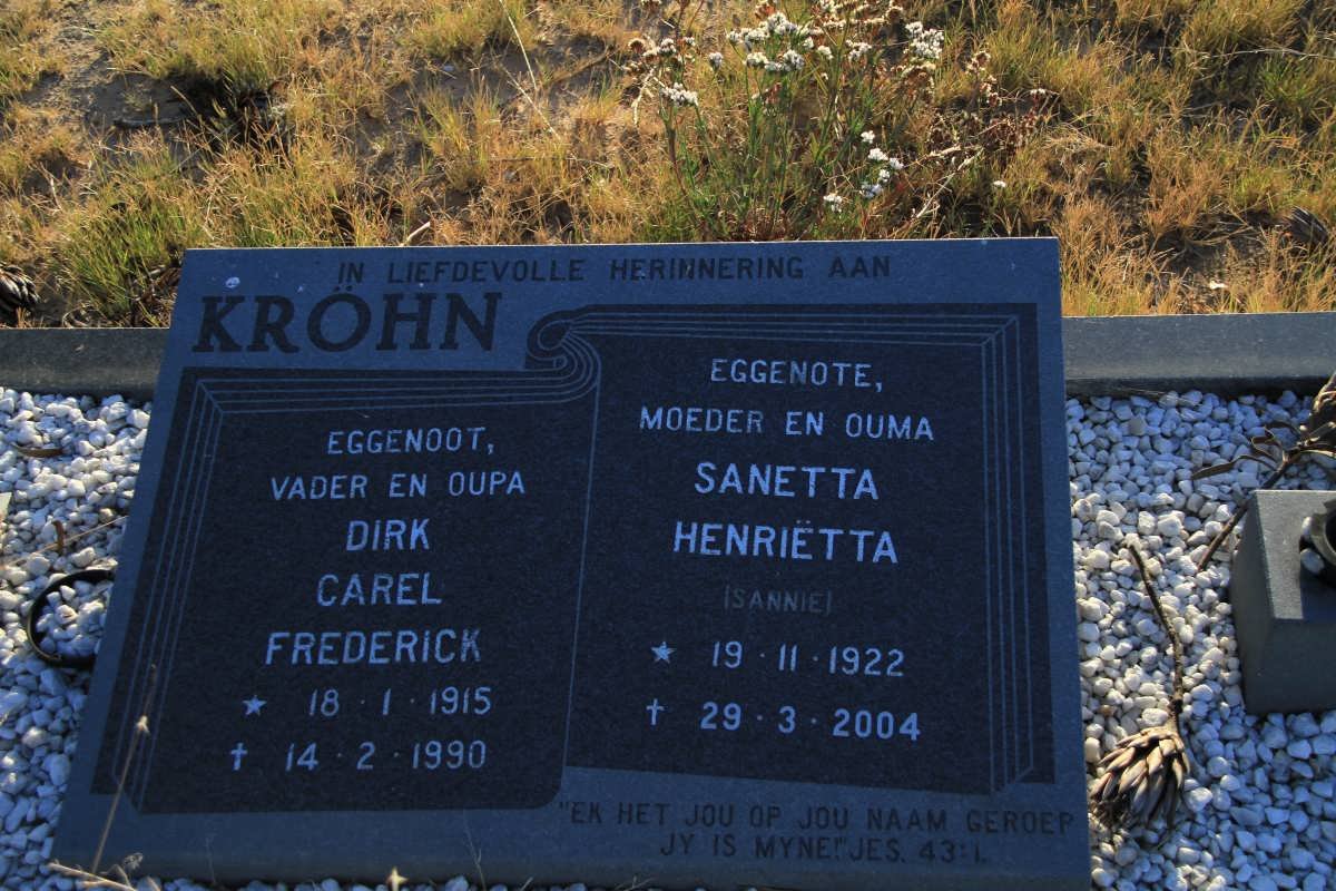 KROHN Dirk Carel Frederick 1915-1990 &amp; Sanetta Henrietta  1922-2004