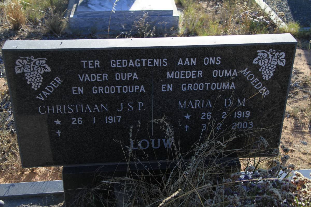 LOUW Christiaan J.S.P. 1917-  &amp; Maria D.M. 1919-2003