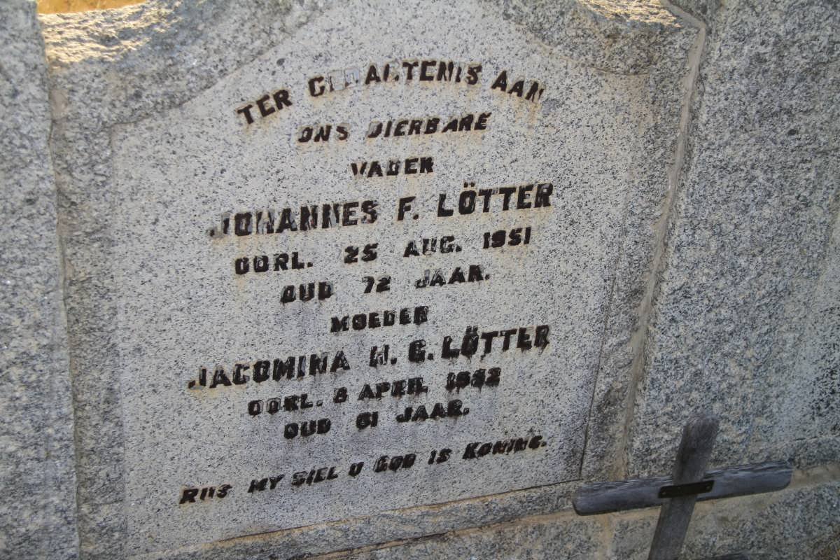 LOTTER Johannes -1951 Jacomina H.G. -1952