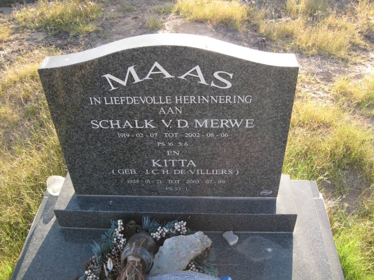 MAAS Schalk v.d. Merwe  1919-2002 &amp; J.C.H. DE VILLIERS 1925-2003