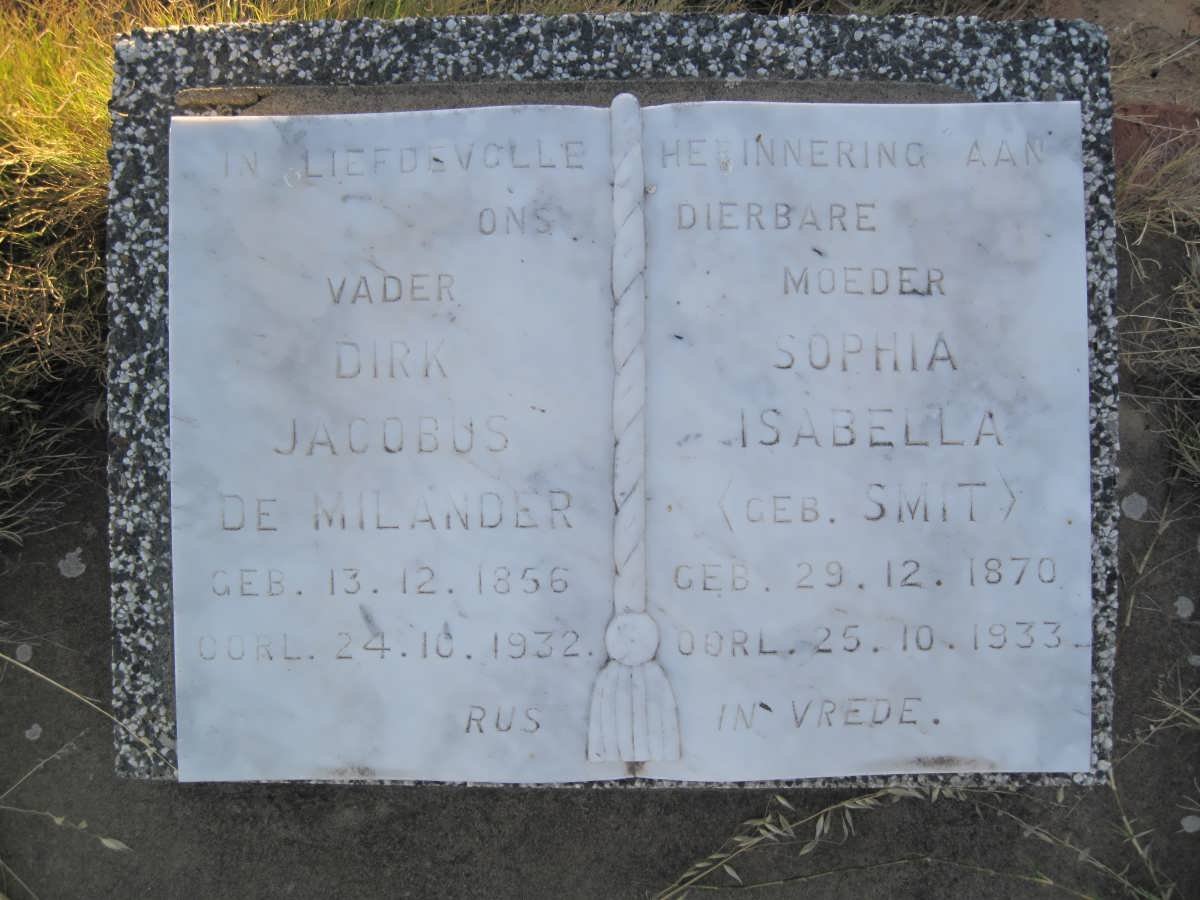 MILANDER Dirk Jacobus, de 1856-1932 &amp; Sophia Isabella SMIT 1870-1933