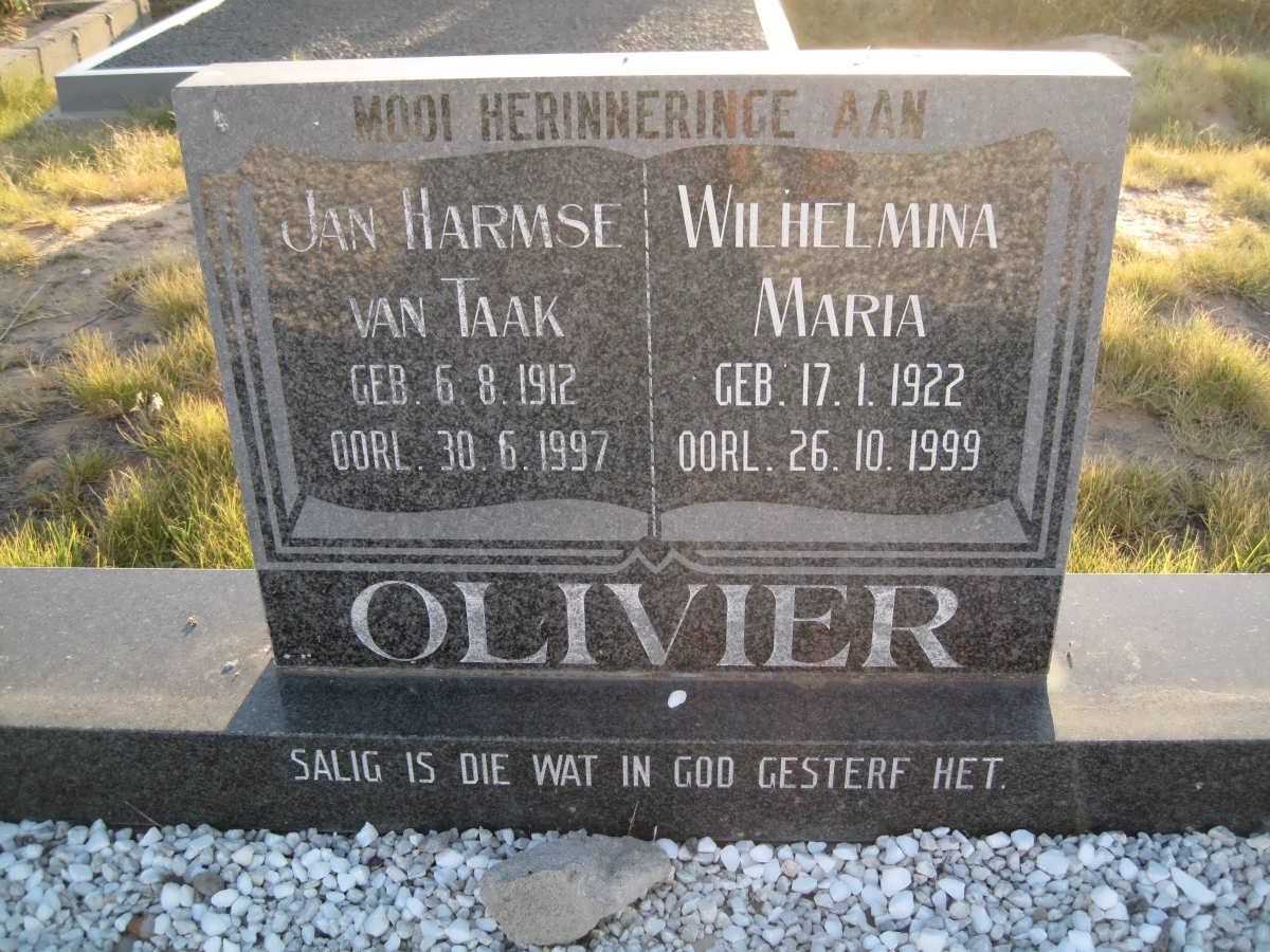 OLIVIER Jan Harmse van Taak 1912-1997 &amp; Wilhelmina Maria 1922-1999
