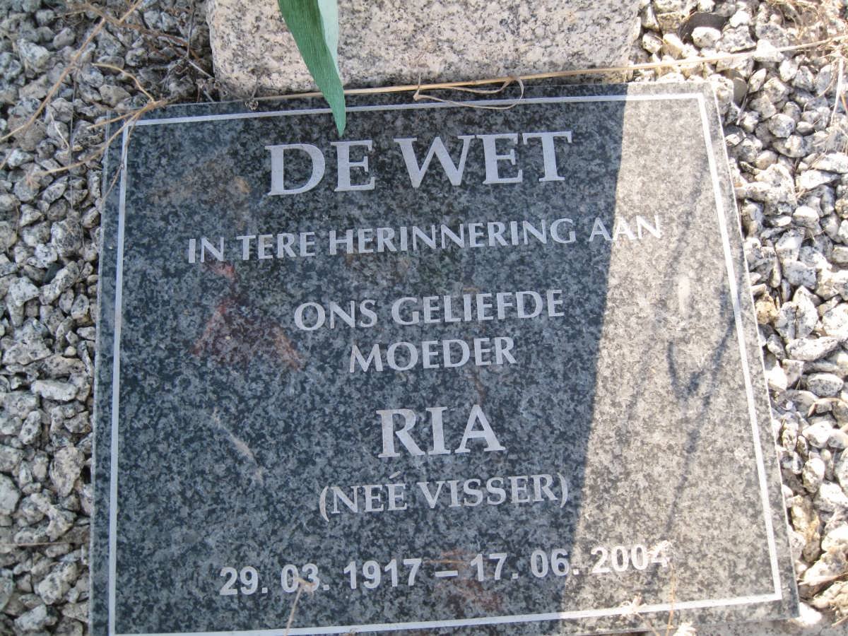 WET Ria, de nee VISSER 1917-2004