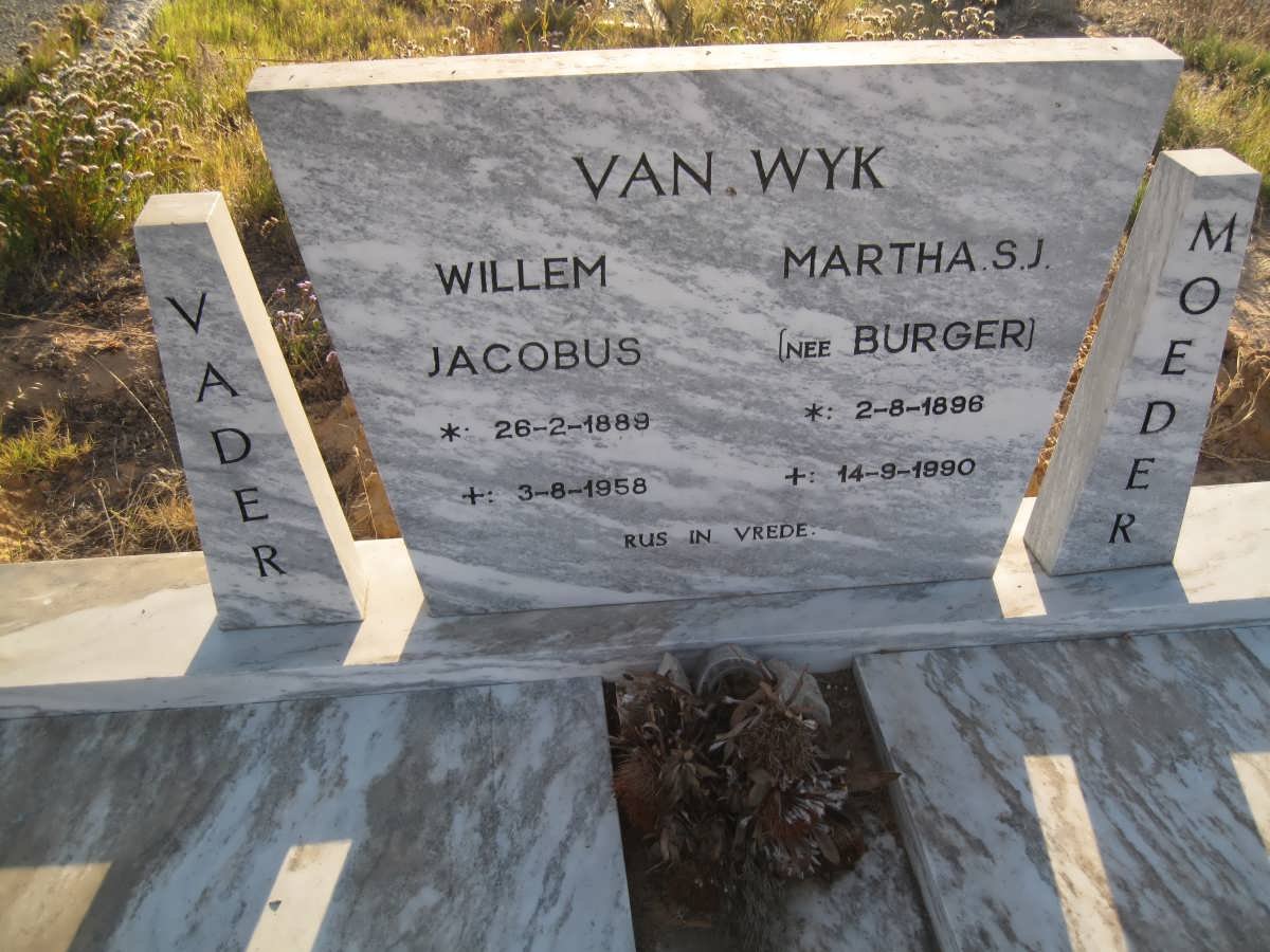 WYK Willem Jacobus, van 1889-1958 &amp; Martha S.J. BURGER 1896-1990