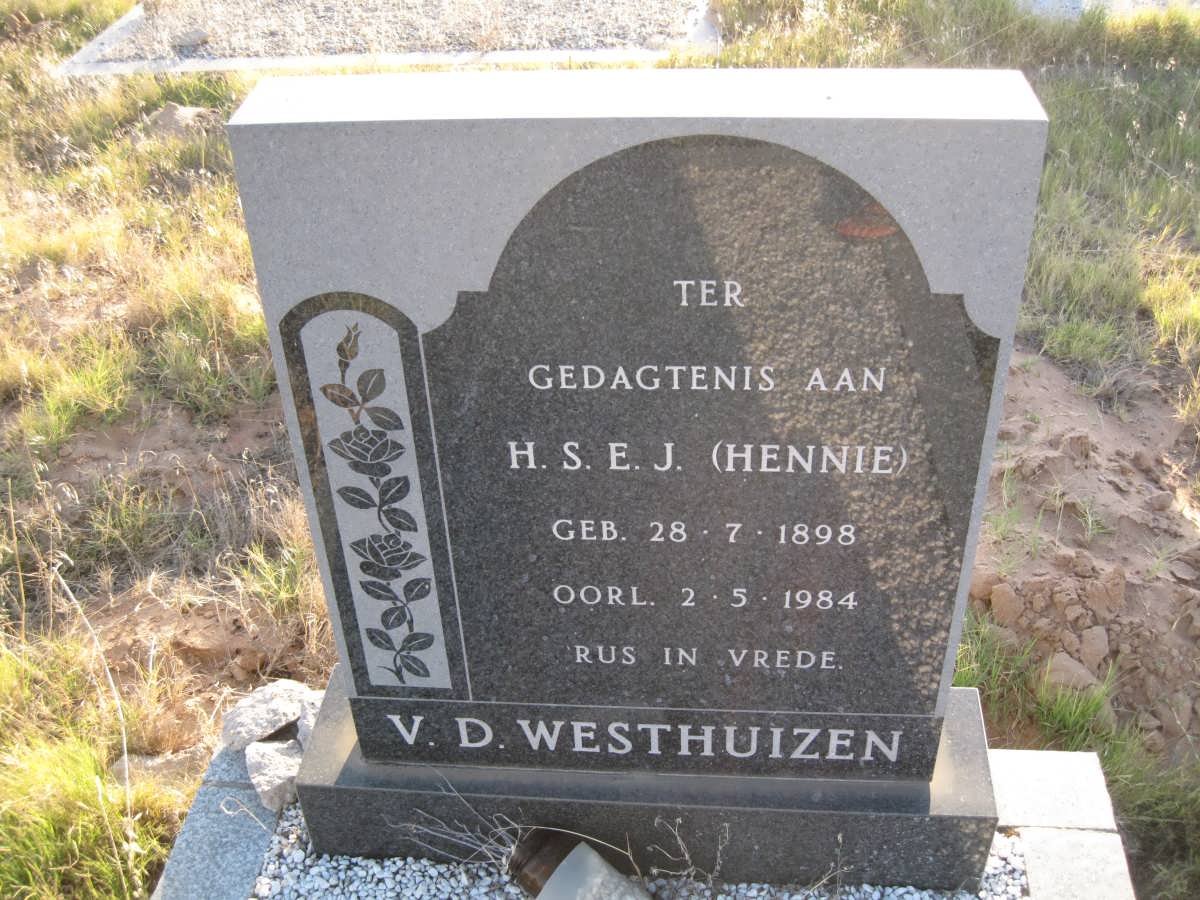 WESTHUIZEN H.S.E.J., v.d. 1898-1984