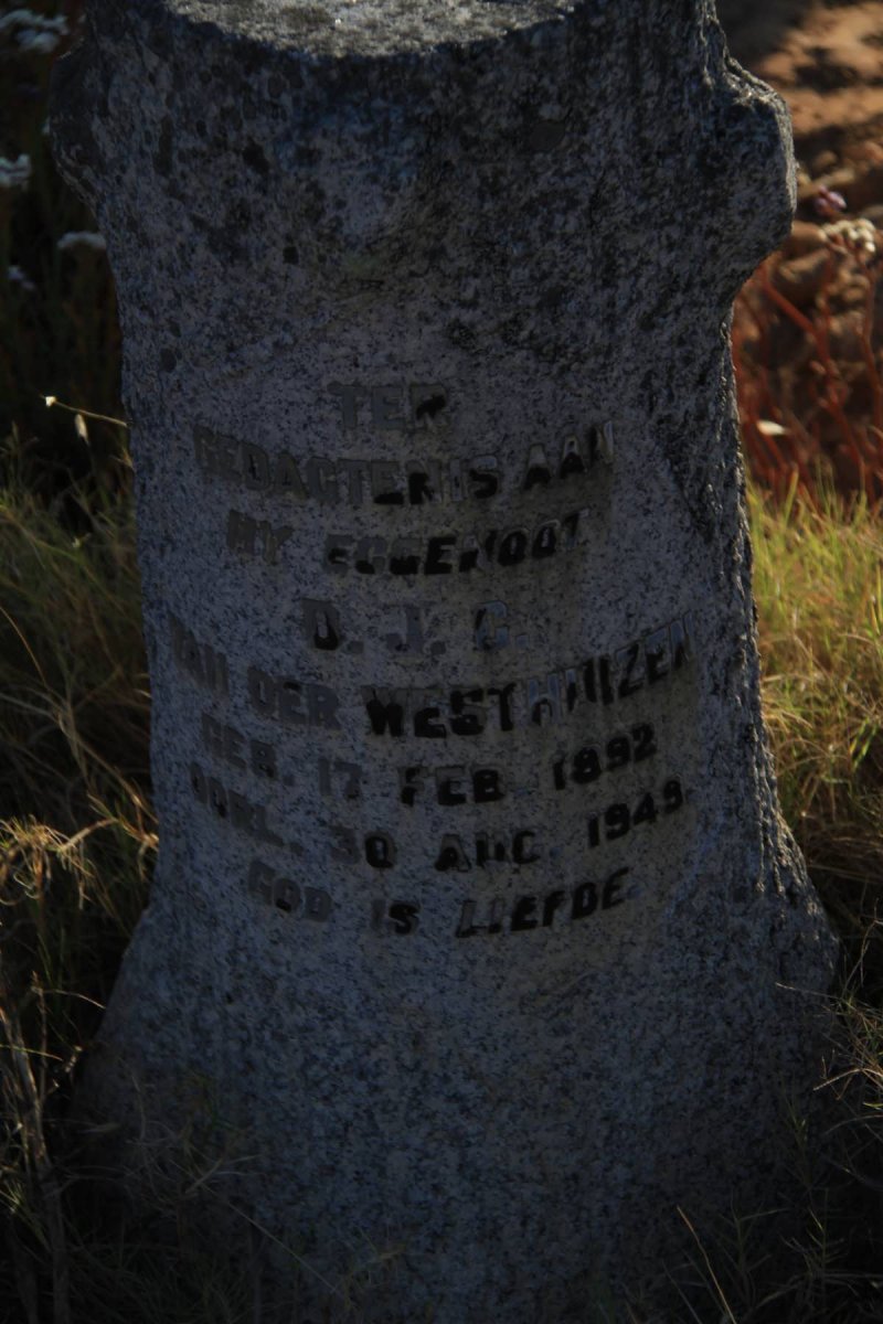 WESTHUIZEN D.J.C.,van der 1892-1949