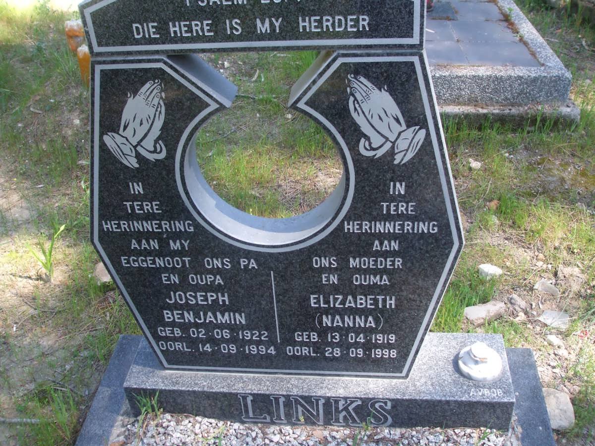 LINKS Joseph Benjamin 1922-1994 &amp; Elizabeth 1919-1998