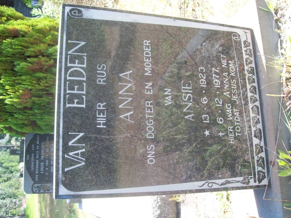 EEDEN Anna, van 1923-1977