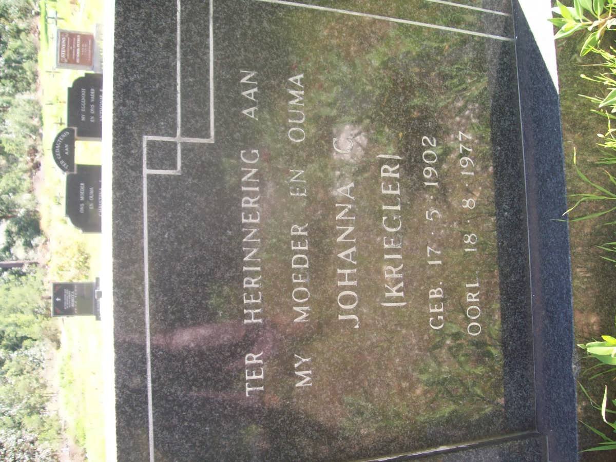 GROENEWALD Johannes C.C. 1897-1962 &amp; Johanna C. KRIEGLER 1902-1977