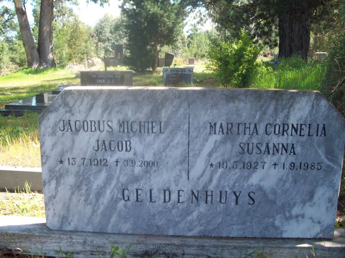 GELDENHUYS Jacobus Michiel Jacob 1912-2000 &amp; Martha Cornelia Susanna 1927-1985