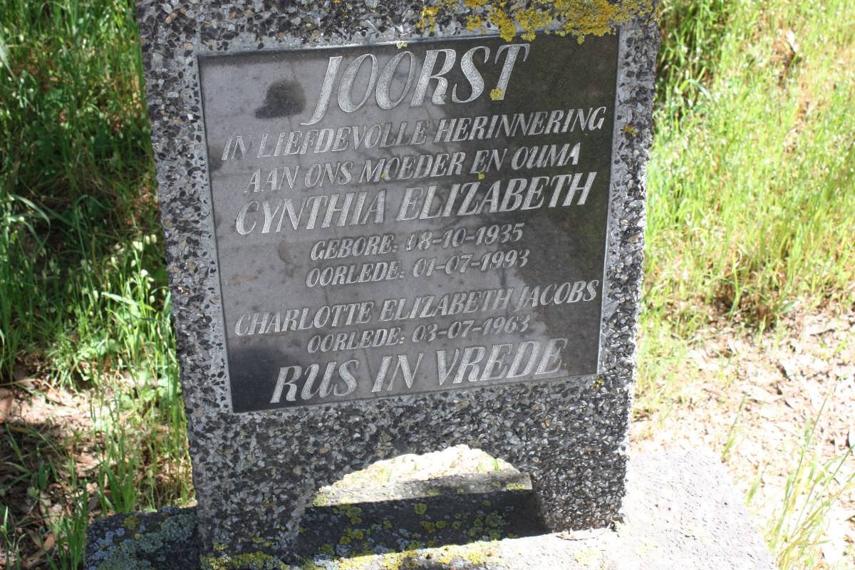 JOORST Cynthia Elizabeth 1935-1993 :: JACOBS Charlotte Elizabeth -1963