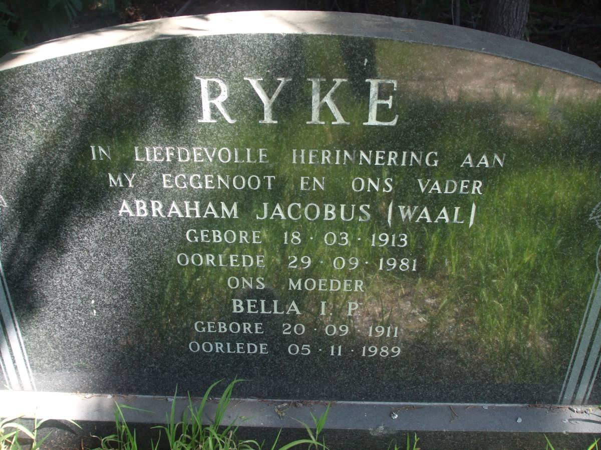 RYKE Abraham Jacobus 1913-1981 &amp; Bella I.P. 1911-1989