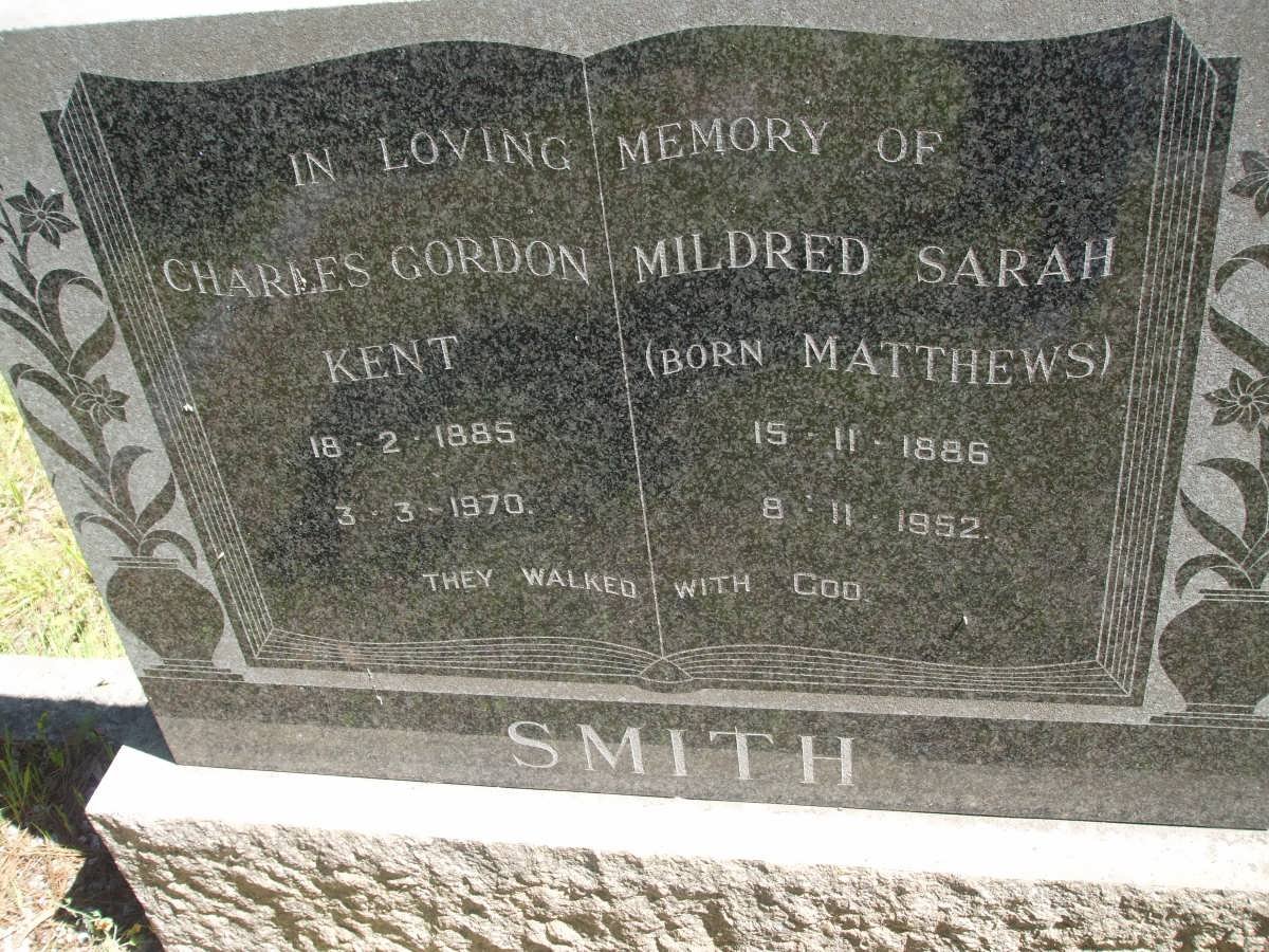 SMITH Charles Gordon Kent 1885-1970 &amp; Mildred Sarah MATTHEWS 1886-1952