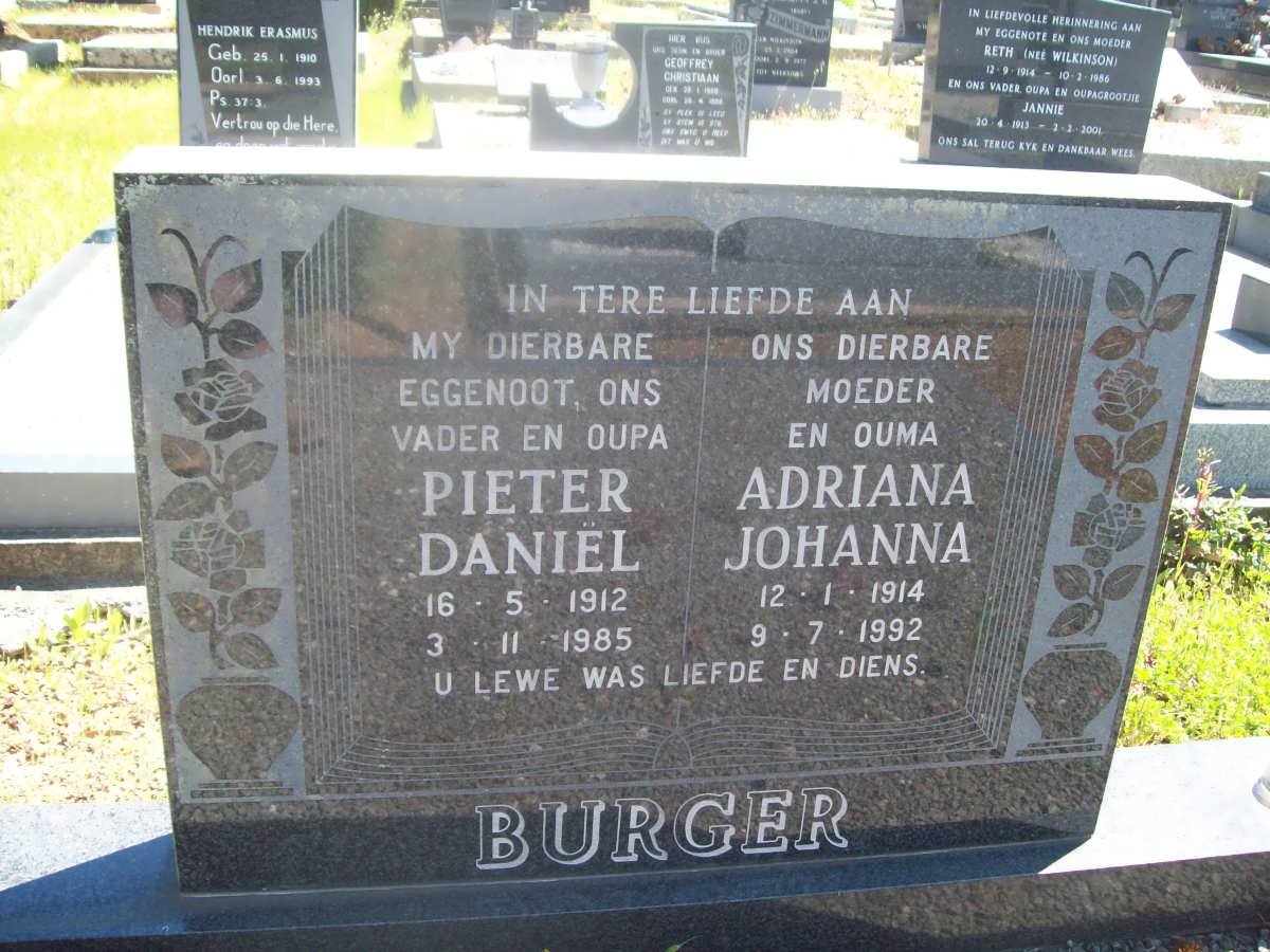BURGER Pieter Daniël 1912-1985 &amp; Adriana Johanna 1914-1992