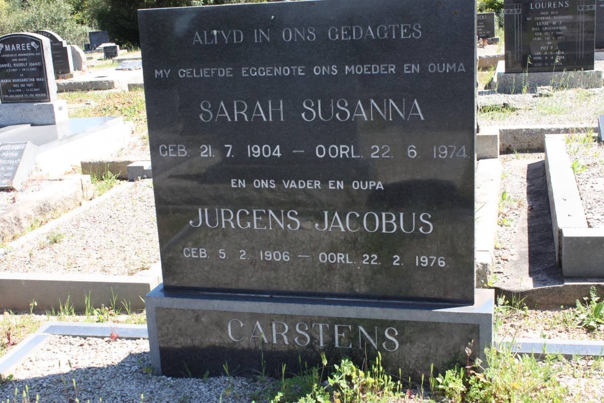 CARSTENS Jurgens Jacobus 1906-1976 &amp; Sarah Susanna 1904-1974