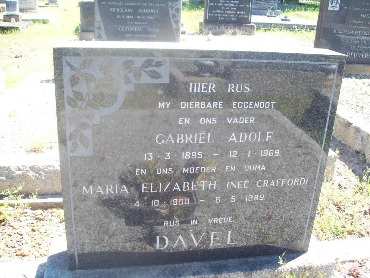 DAVEL Gabriël Adolf 1895-1969 &amp; Maria Elizabeth CRAFFORD 1900-1989