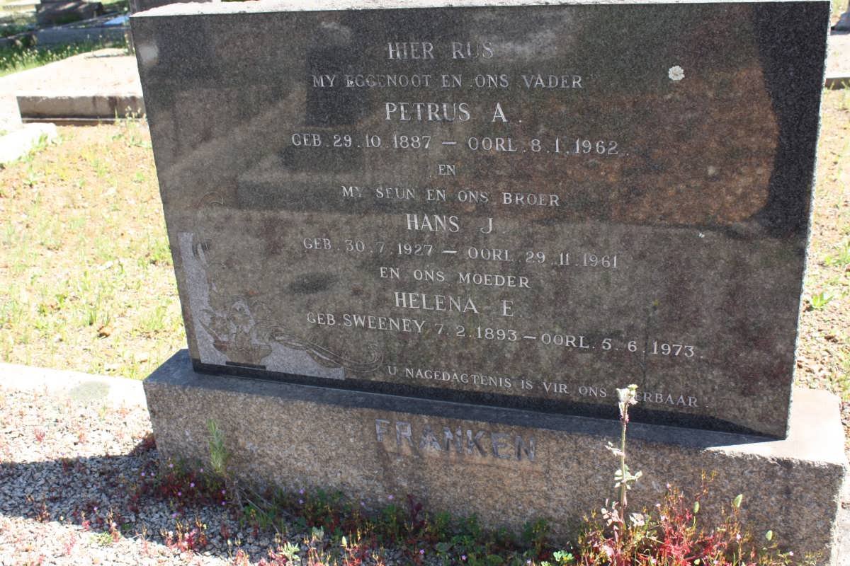 FRANKEN Petrus A. 1887-1962 &amp; Helena E. SWEENEY 1893-1973 :: FRANKEN Hans J. 1927-1961