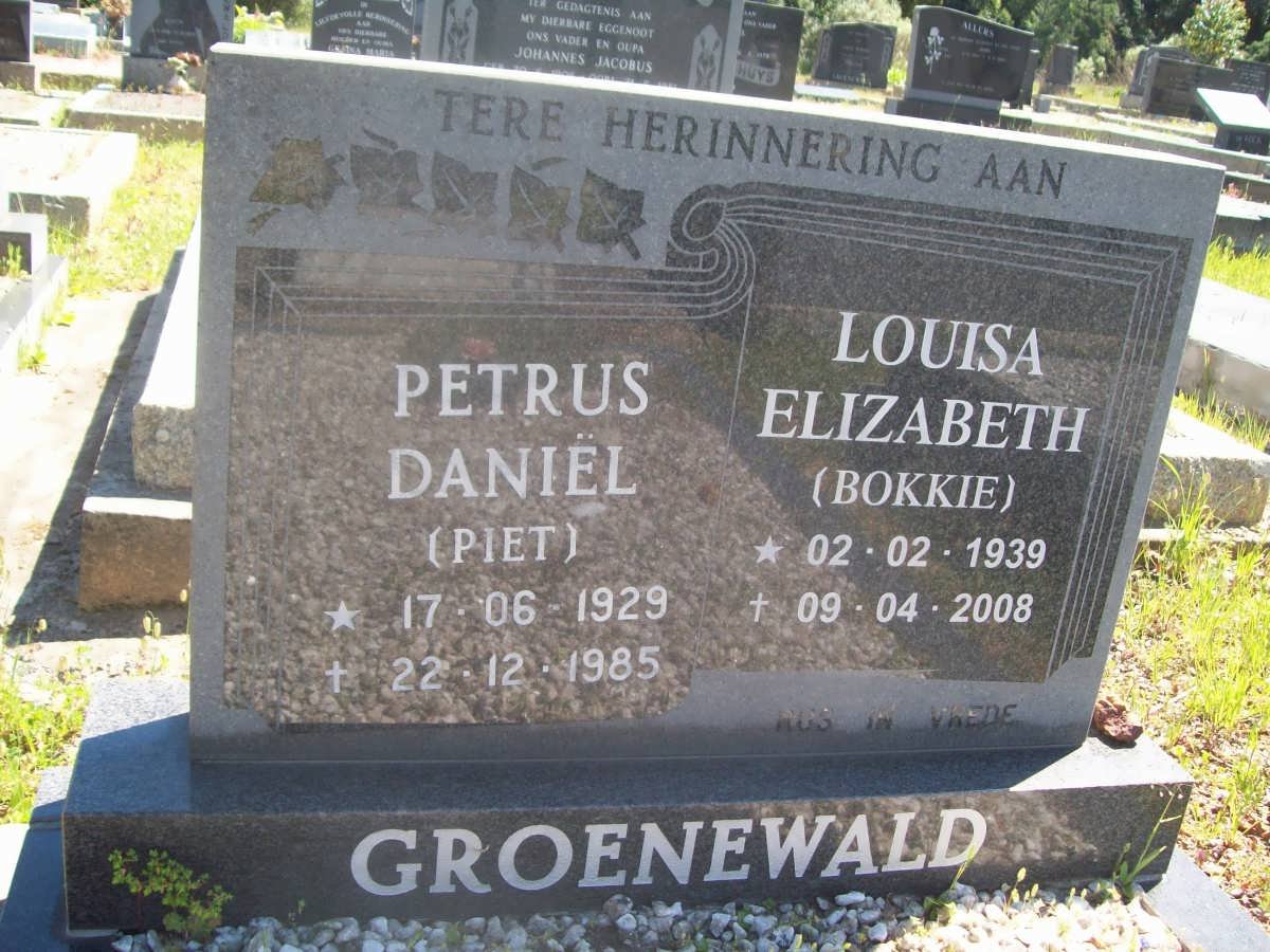 GROENEWALD Petrus Daniël 1929-1985 &amp; Louisa Elizabeth 1939-2008