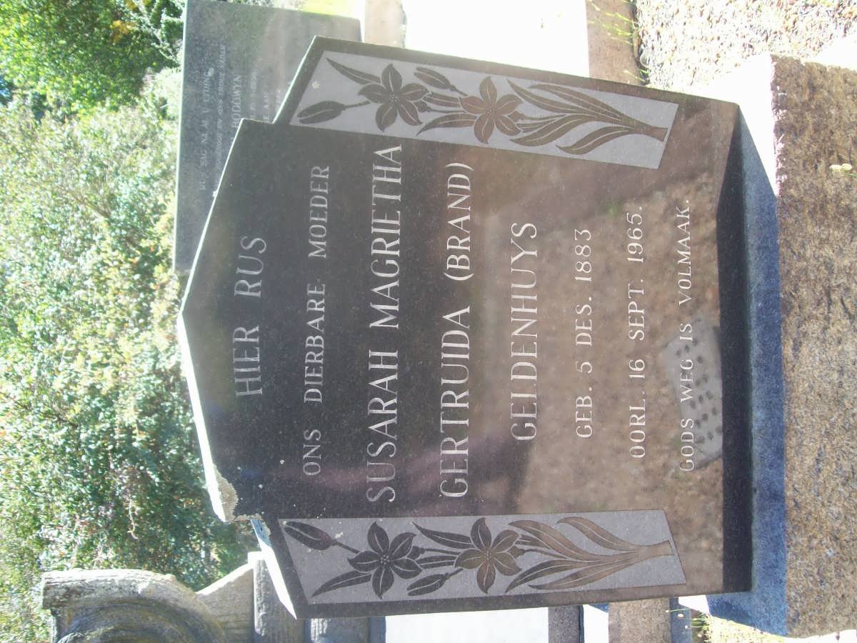 GELDENHUYS Susarah Magrietha Gertruida nee BRAND 1883-1965