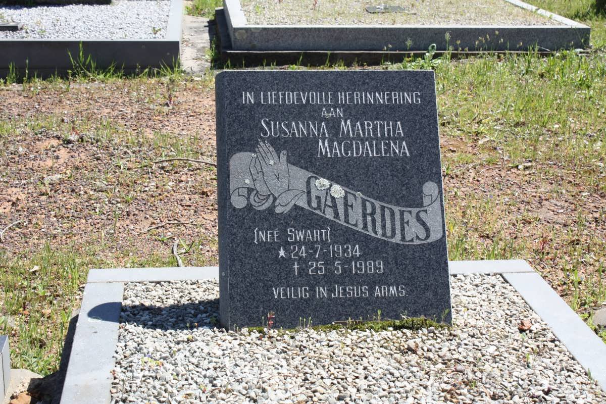 GAERDES Susanna Martha Magdalena nee SWART 1934-1989