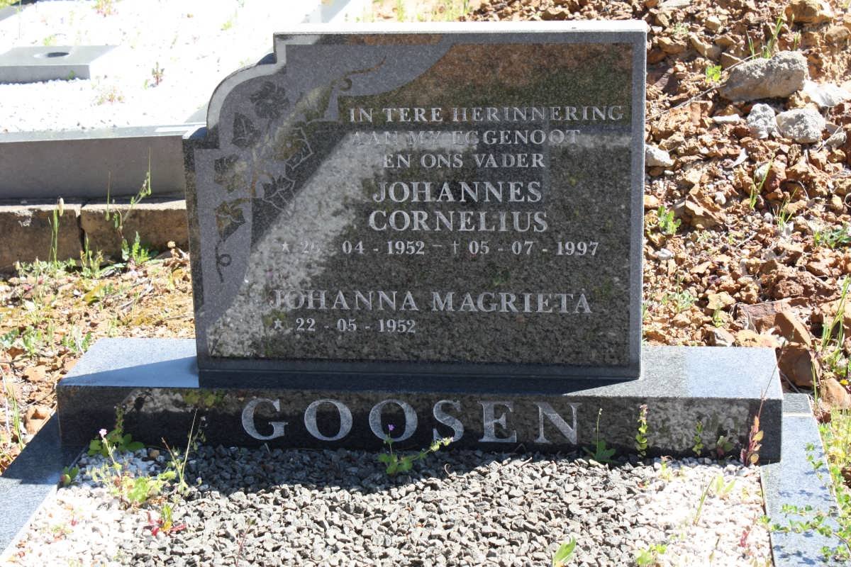GOOSEN Johannes Cornelius 1952-1997 &amp; Johanna Magrieta 1952-