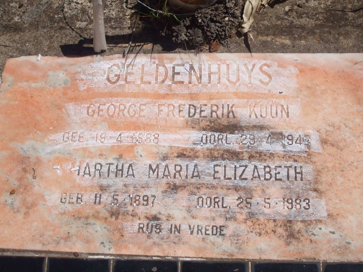 GELDENHUYS George Frederik Kuun 1888-1948 &amp; Martha Maria Elizabeth 1897-1983