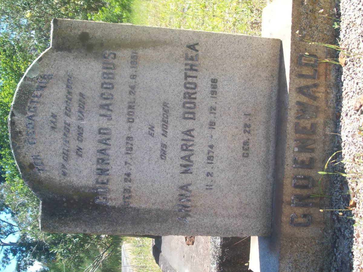 GROENEWALD Coenraad Jacobus 1878-1951 &amp; Anna Maria Dorothea 1874-1966