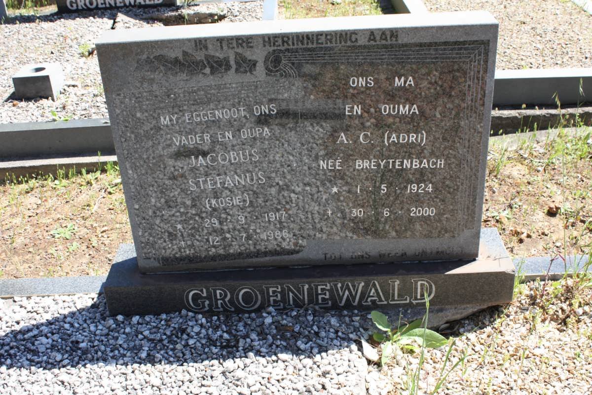 GROENEWALD Jacobus Stefanus 1917-1986 &amp; A.C. BREYTENBACH 1924-2000