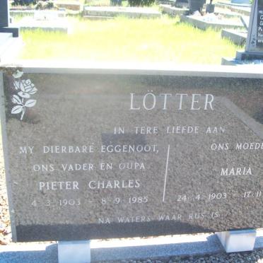 LÖTTER Pieter Charles 1903-1985 &amp; Maria 1903-1991