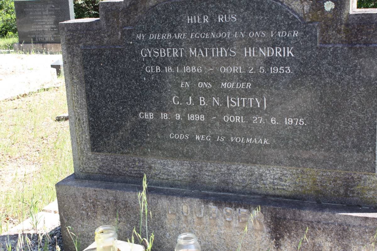 LOUBSER Gysbert Matthys Hendrik 1886-1953 &amp; C.J.B.N. 1898-1975