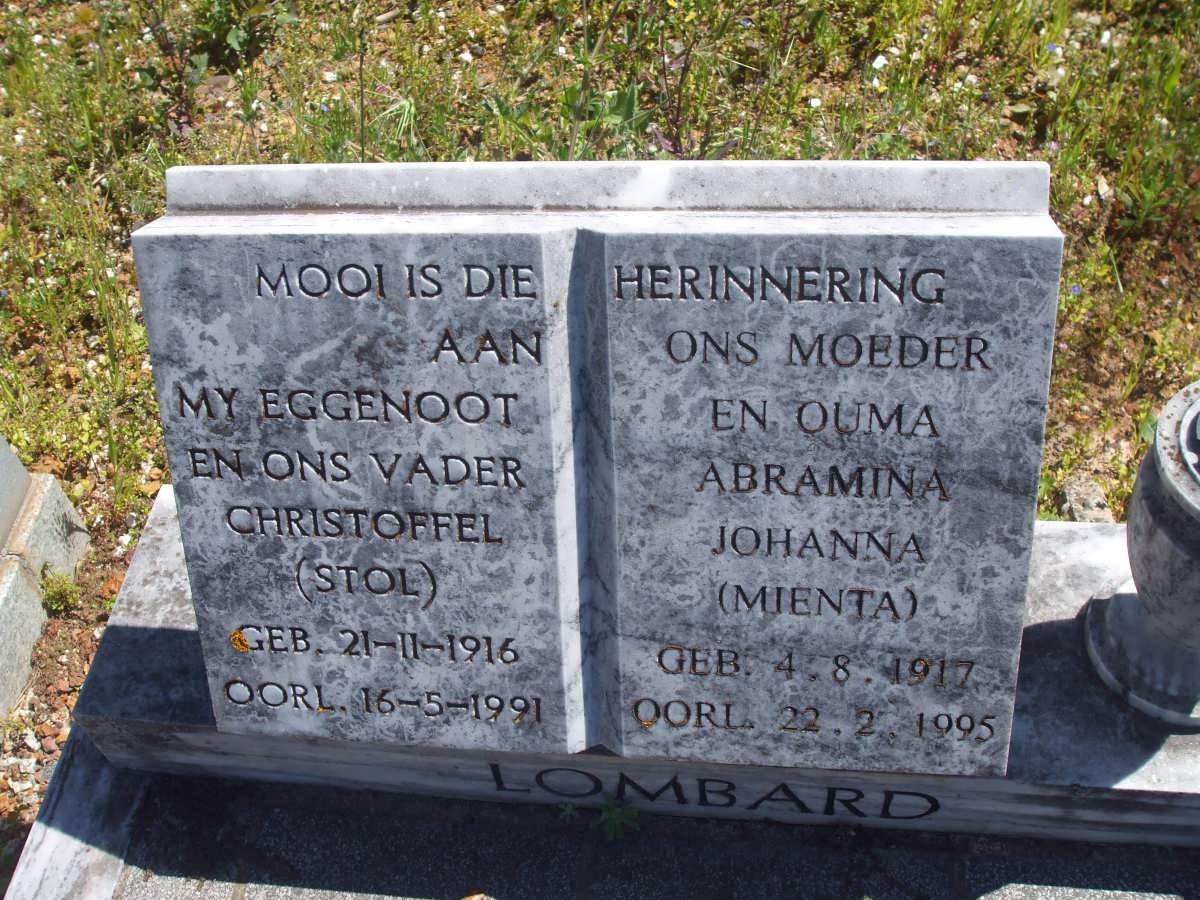 LOMBARD Christoffel 1916-1991 &amp; Abramina Johanna 1917-1995