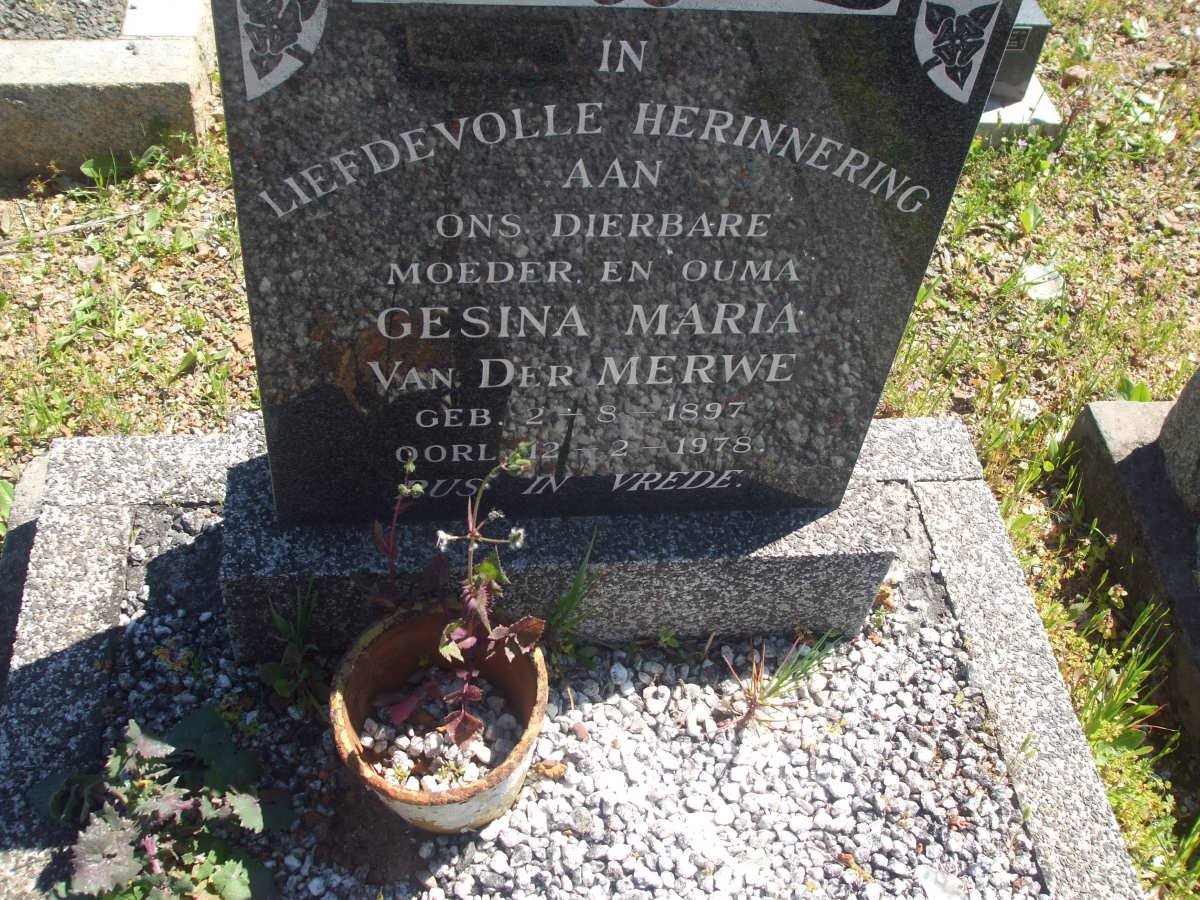 MERWE Gesina Maria, van der 1897-1978