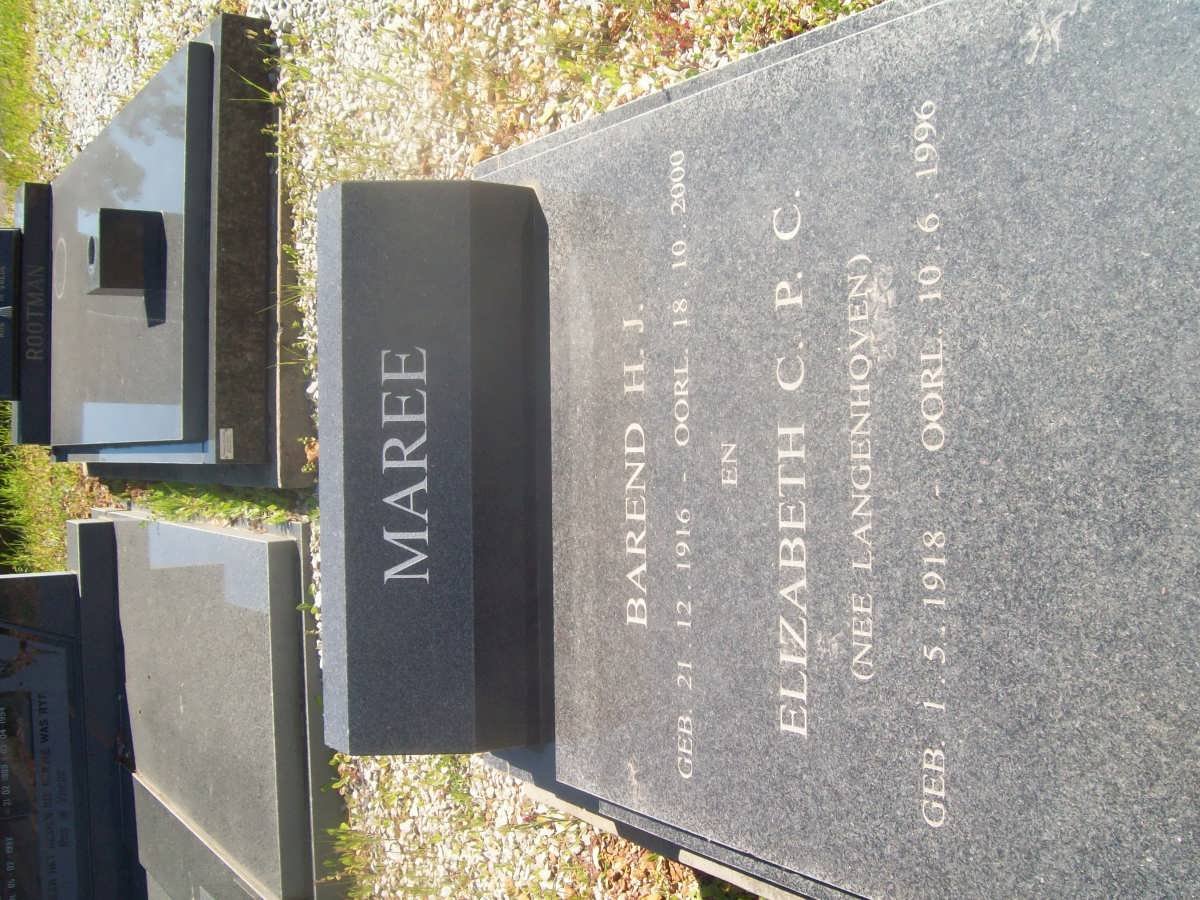 MAREE Barend H.J. 1916-2000 &amp; Elizabeth C.P.C. LANGENHOVEN 1918-1996
